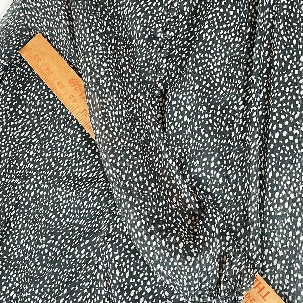 Joie Green Animal Print Short Dress Balloon Sleeve Womens SIZE XL Tunic Ditsy - Picture 12 of 13